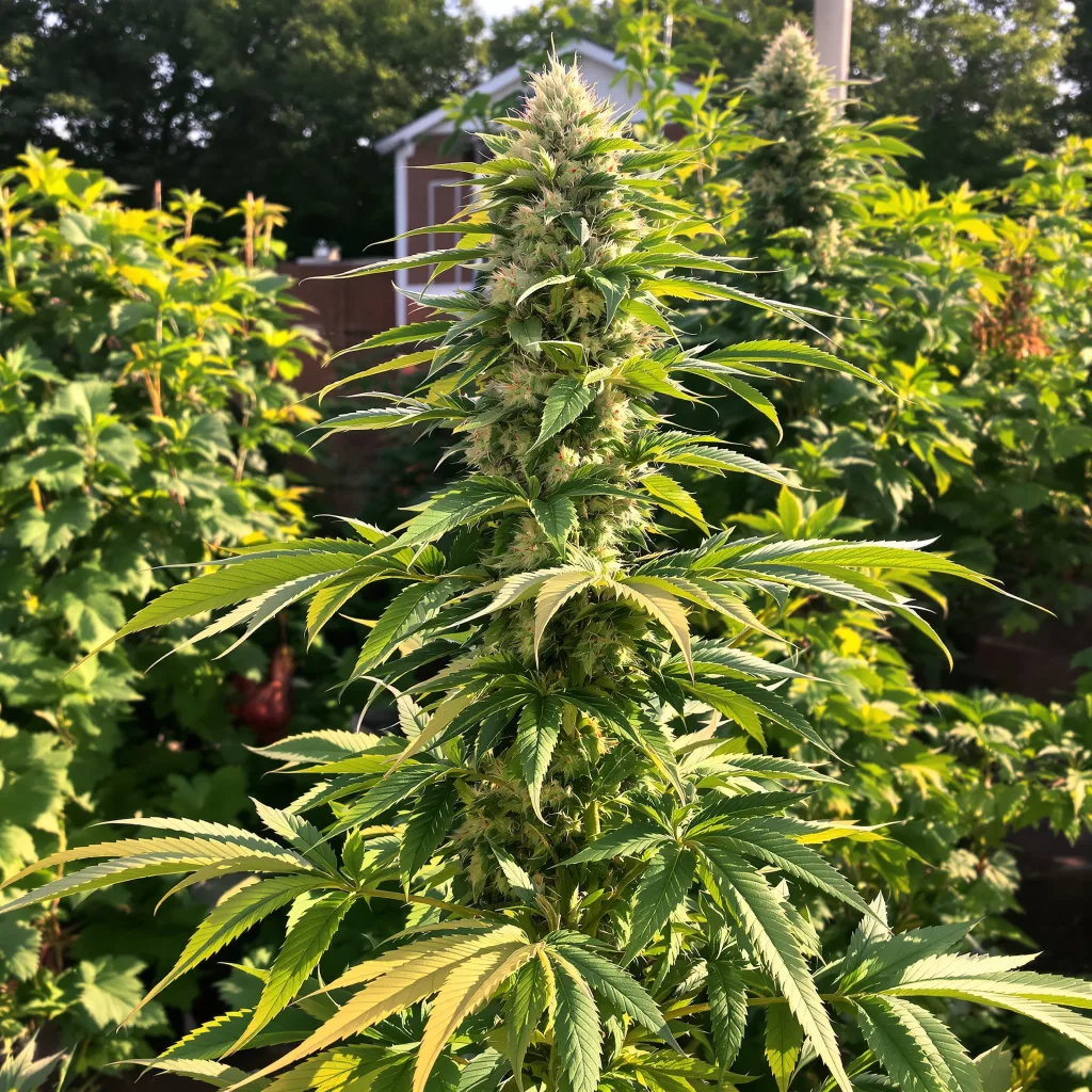 Mazar x Blueberry 39% indica / 61% sativa flower with visible trichomes