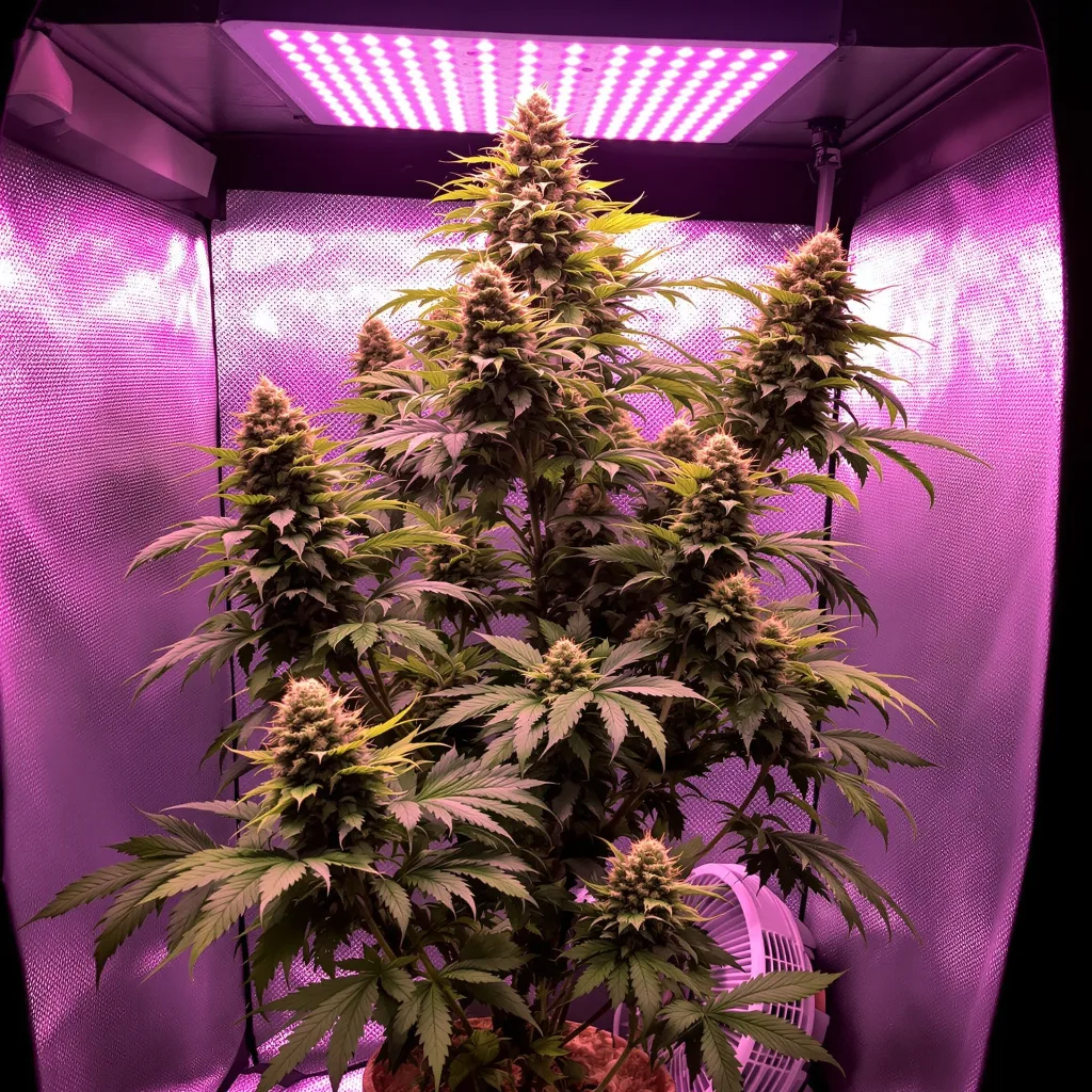 Mean Misty cannabis plant in flowering stage — 80–120 cm autoflower