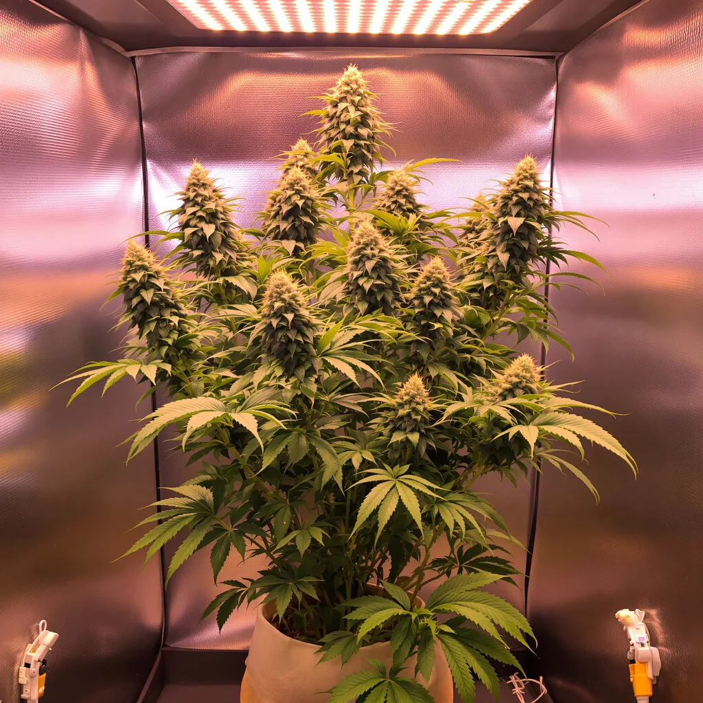 Mean Misty cannabis plant in flowering stage — 170–210 cm feminised