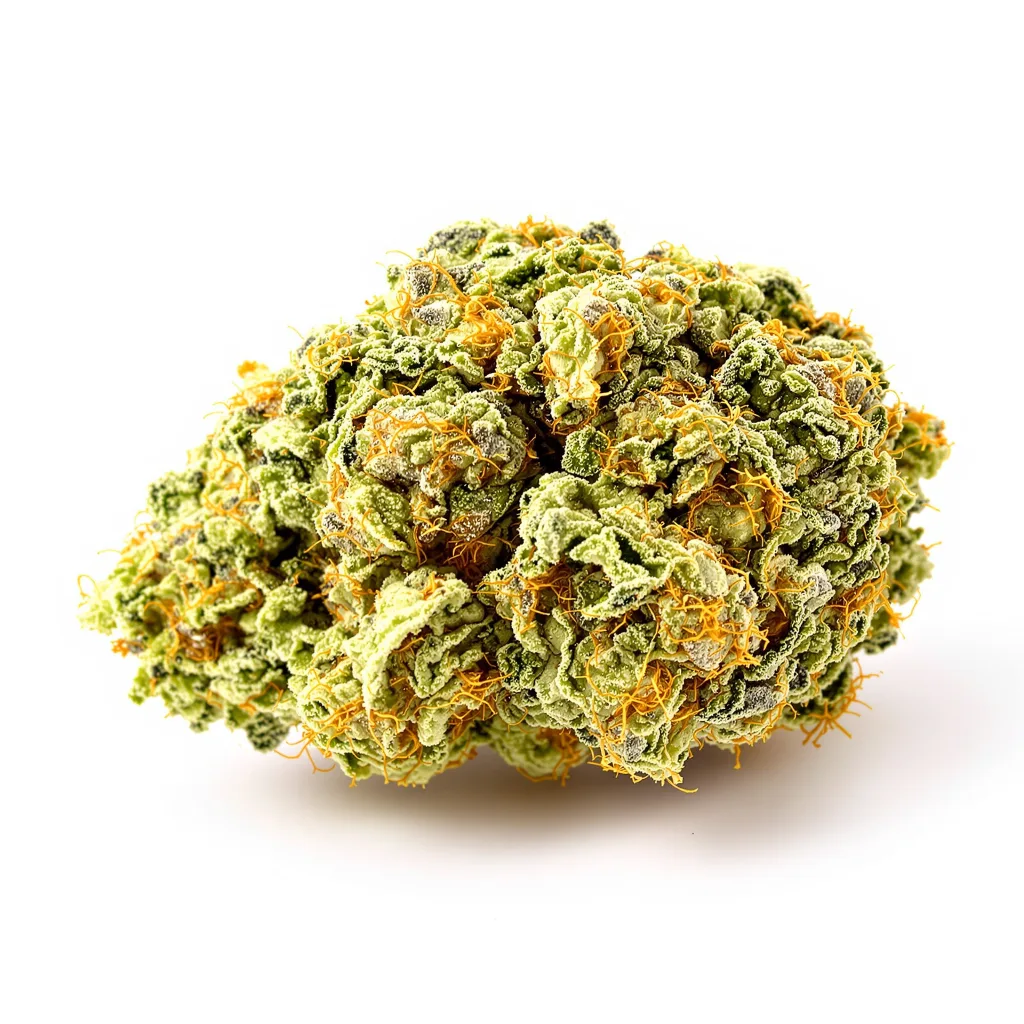 Melting Pot 13% indica / 87% sativa flower with visible trichomes
