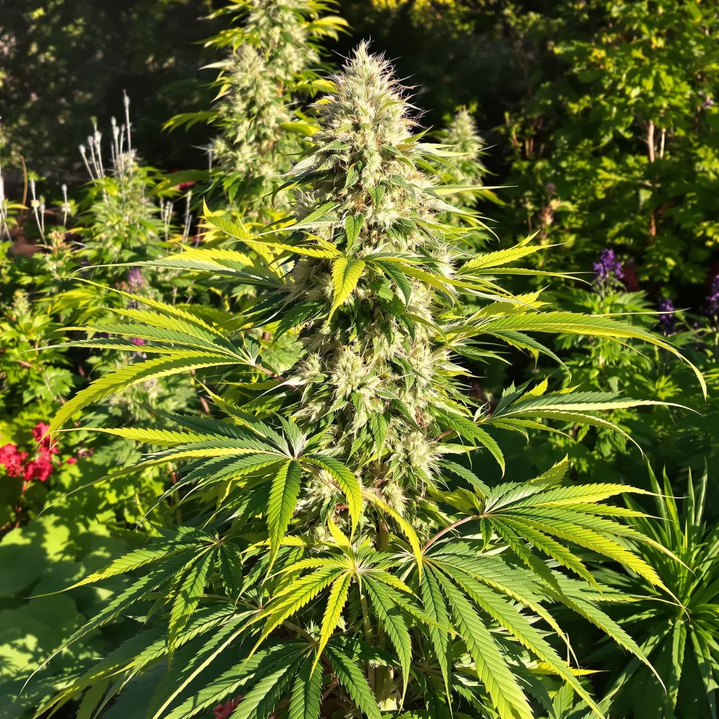 Mendo Breath 67% indica / 33% sativa flower with visible trichomes