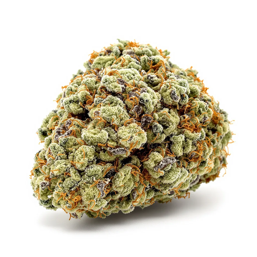 Mendo Breath 67% indica / 33% sativa flower with visible trichomes