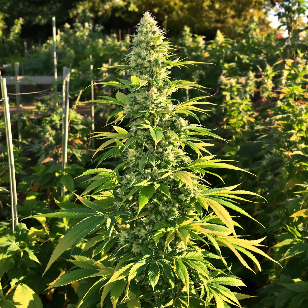 Mendo Breath 67% indica / 33% sativa flower with visible trichomes