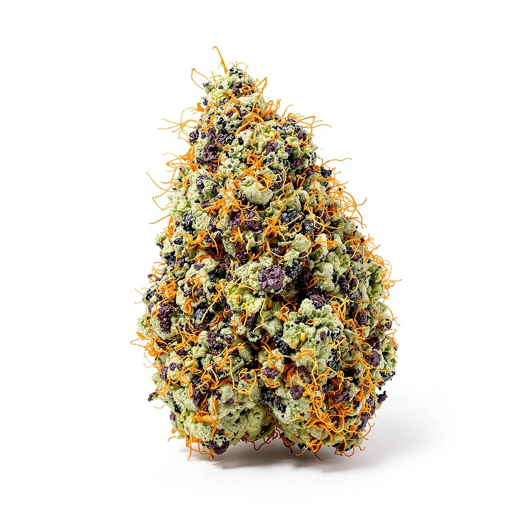 Middlefork 79% indica / 21% sativa flower with visible trichomes