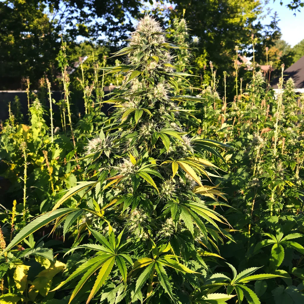Midnight 44% indica / 56% sativa flower with visible trichomes