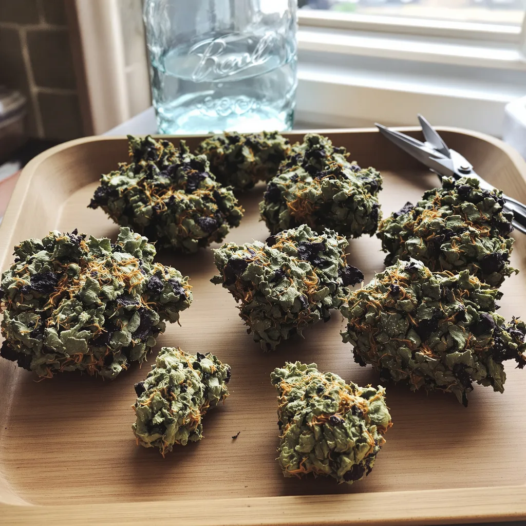 Mimosa 58% indica / 42% sativa flower with visible trichomes