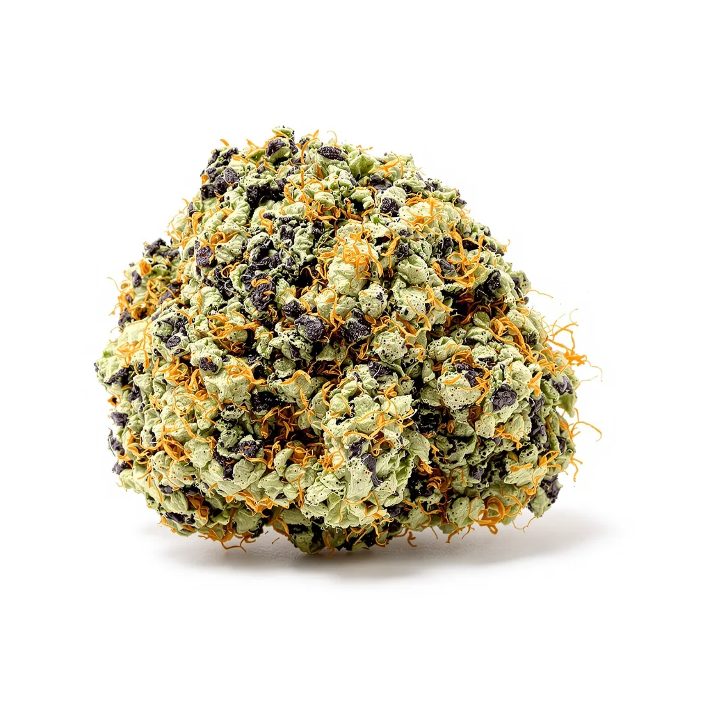 Mimosa 58% indica / 42% sativa flower with visible trichomes
