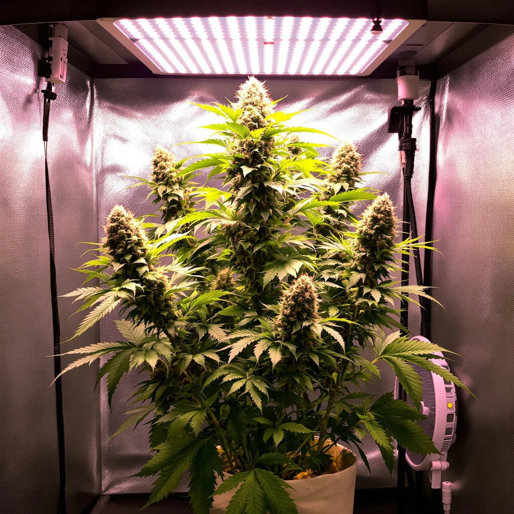 Misty Kush cannabis plant in flowering stage — 80–120 cm autoflower