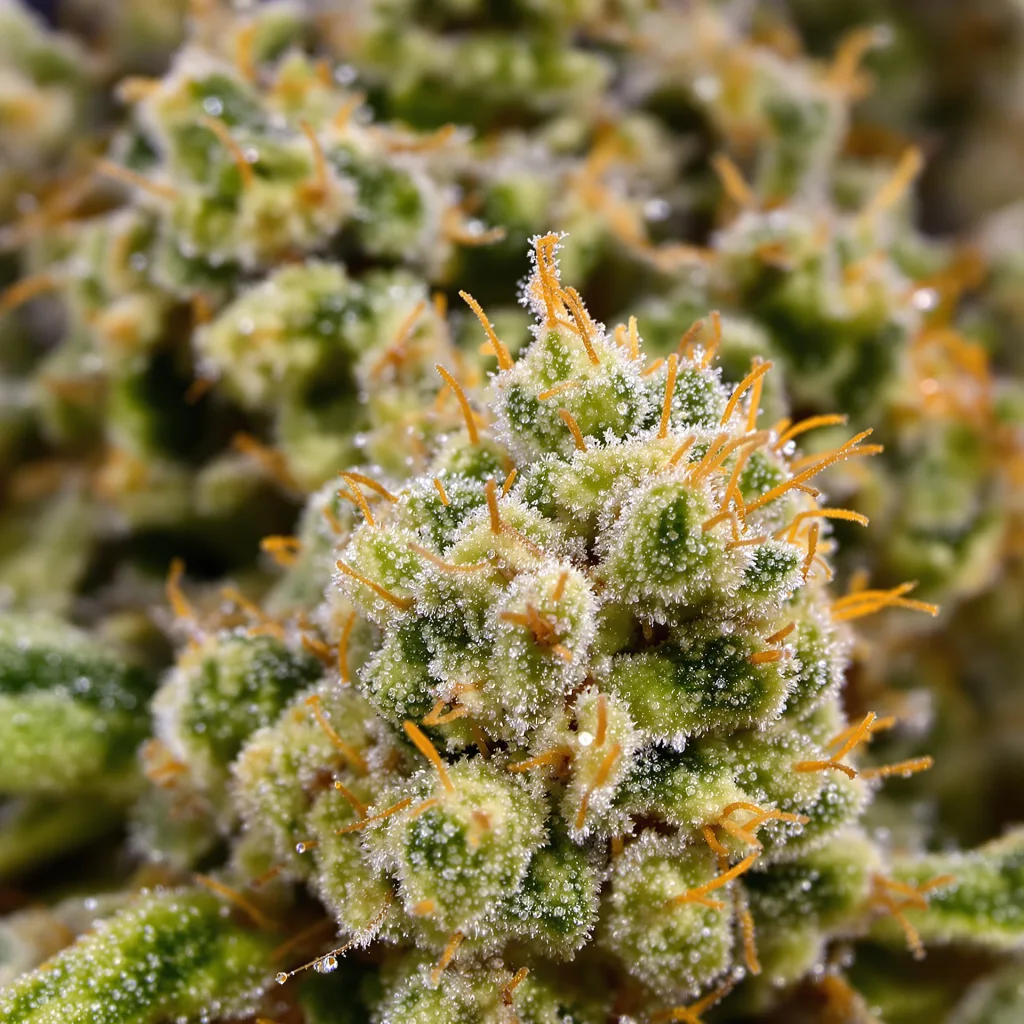 Montana Silvertip cannabis bud close-up showing lime-green airy structure