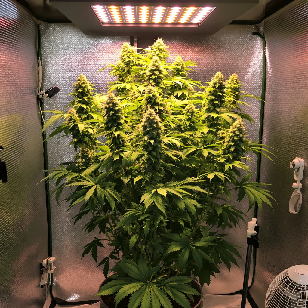 Mother’s Helper cannabis plant in flowering stage — 80–120 cm feminised