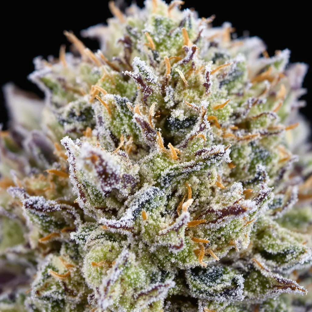 Mother’s Helper cannabis bud close-up showing balanced bud structure with frosted trichomes