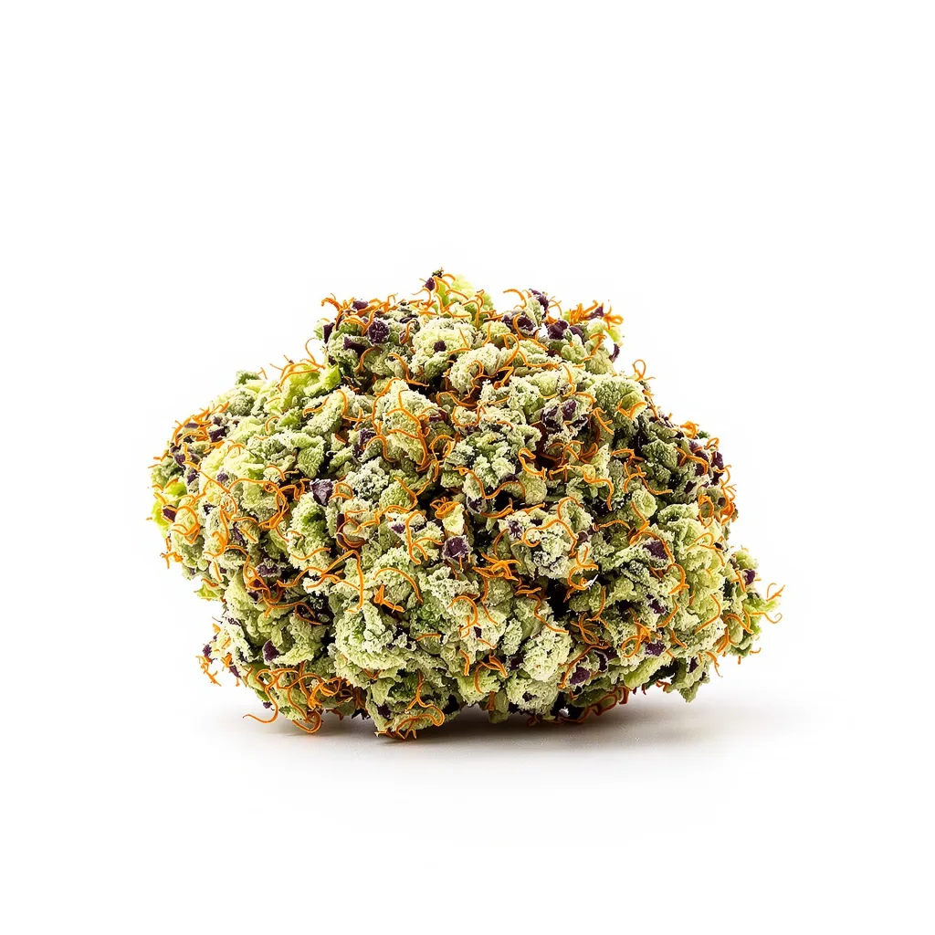 Nebula 40% indica / 60% sativa flower with visible trichomes