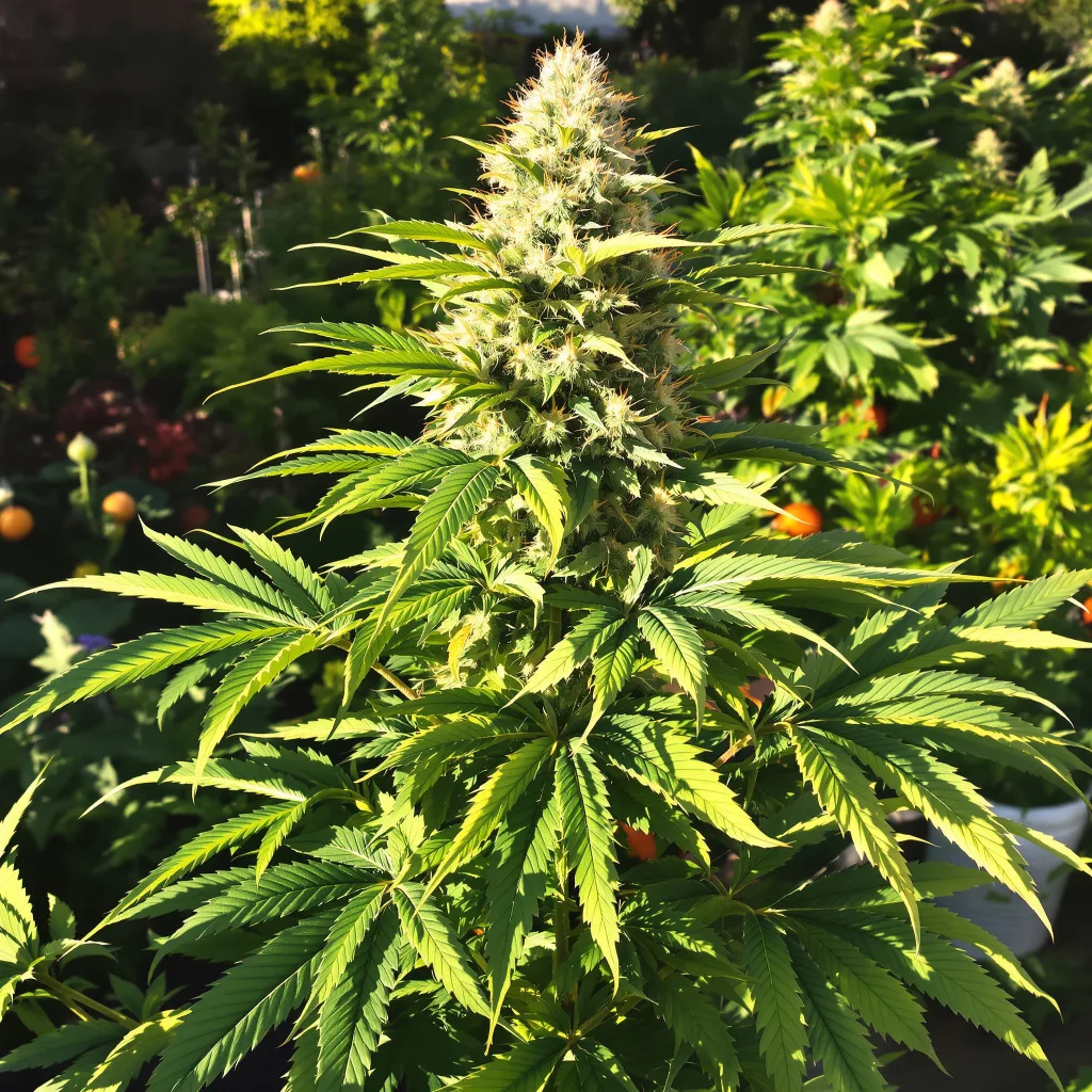 Neptune OG 76% indica / 24% sativa flower with visible trichomes