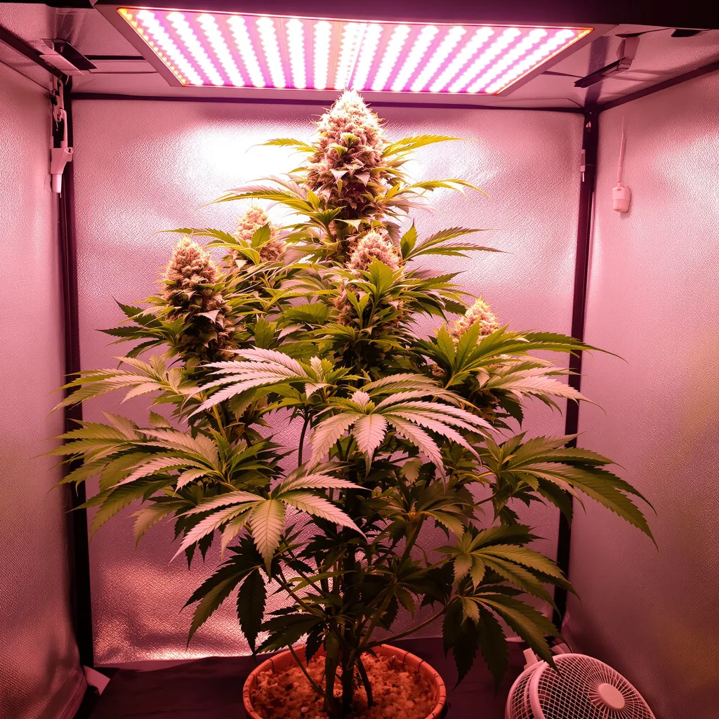 Night Terror OG cannabis plant in flowering stage — 90-120 cm. Medium feminised