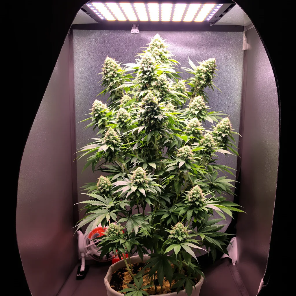Northern Cream cannabis plant in flowering stage — 80–120 cm autoflower