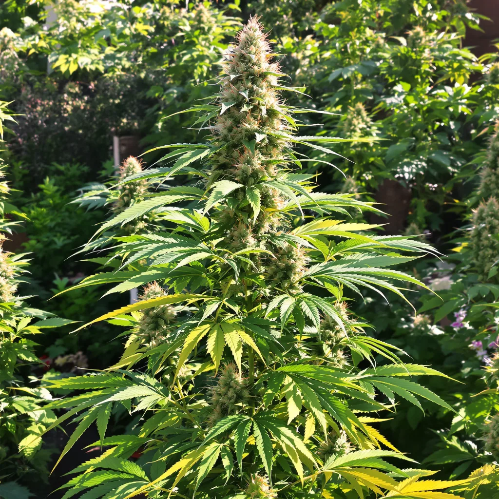 NYC Sour Diesel 11% indica / 89% sativa flower with visible trichomes