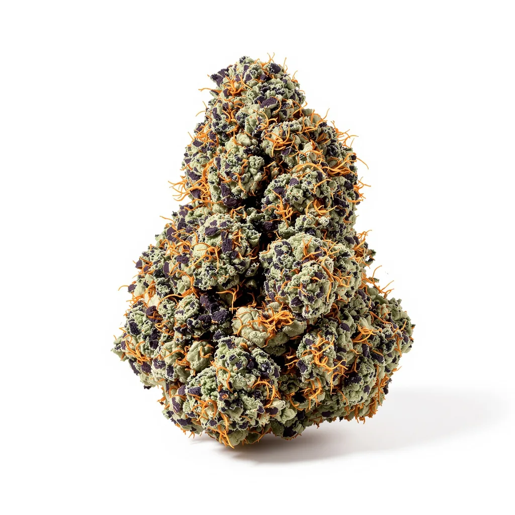OG Cheese 75% indica / 25% sativa flower with visible trichomes