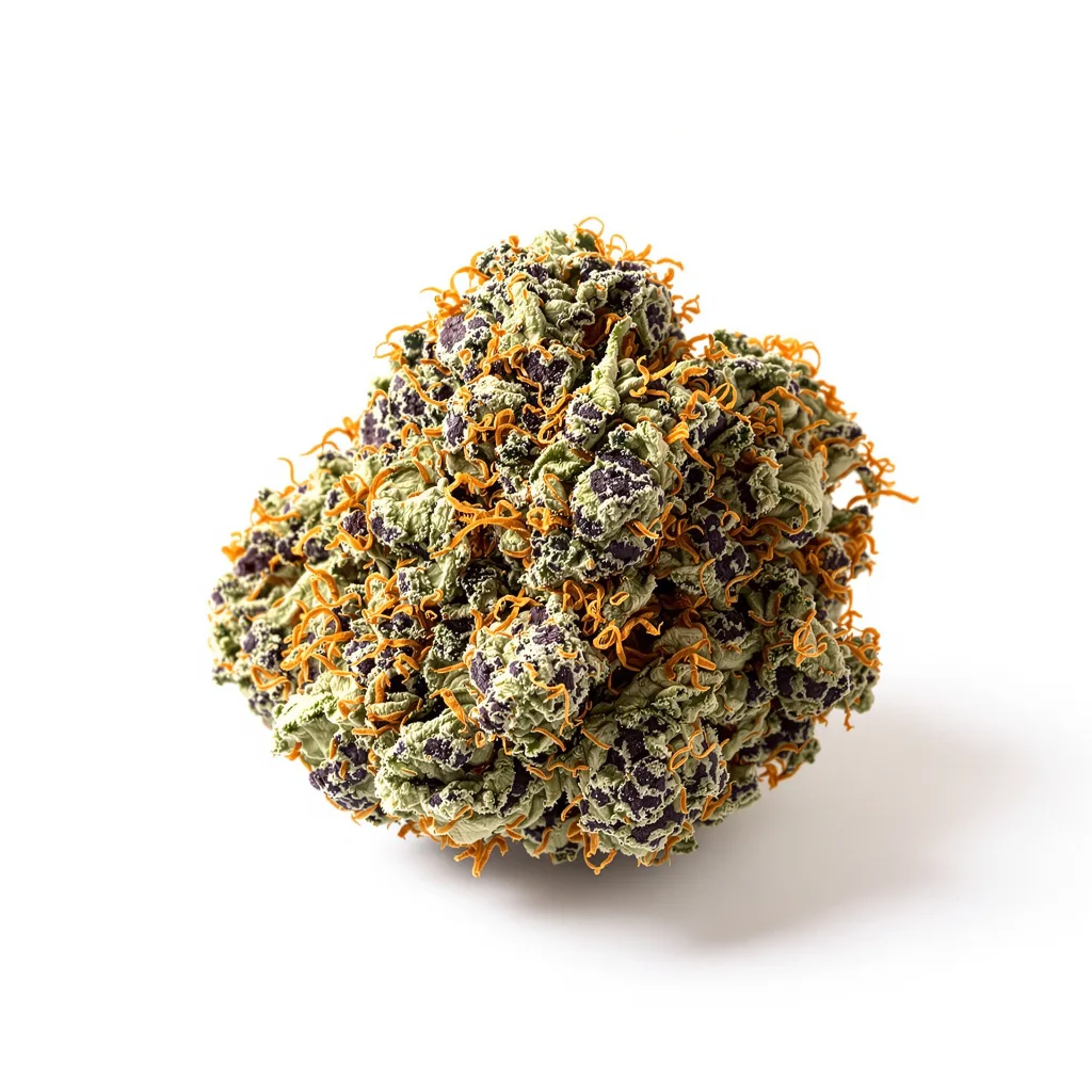 Ogre Berry 65% indica / 35% sativa flower with visible trichomes