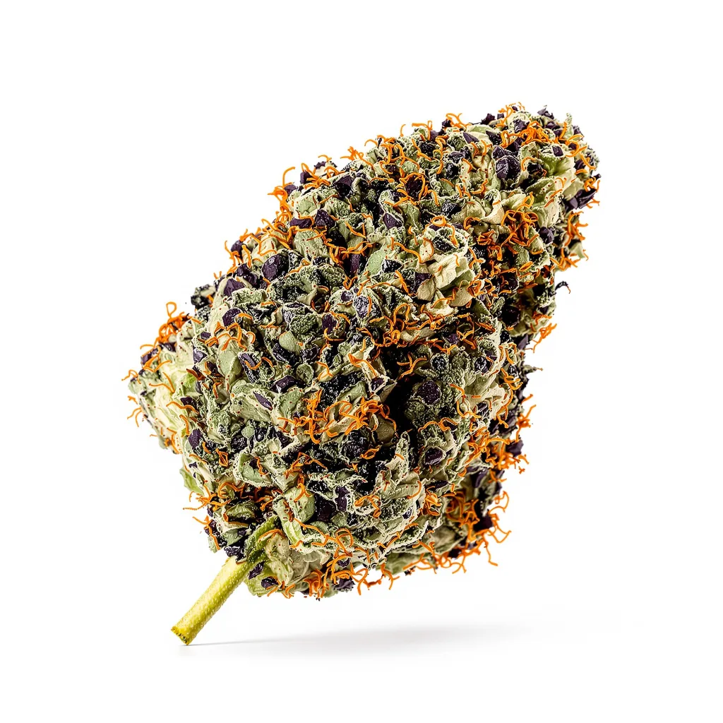 Ogre Berry 65% indica / 35% sativa flower with visible trichomes