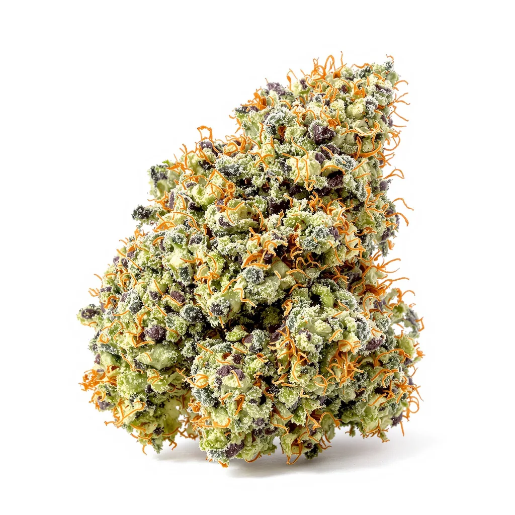 Orange Cream 48% indica / 52% sativa flower with visible trichomes