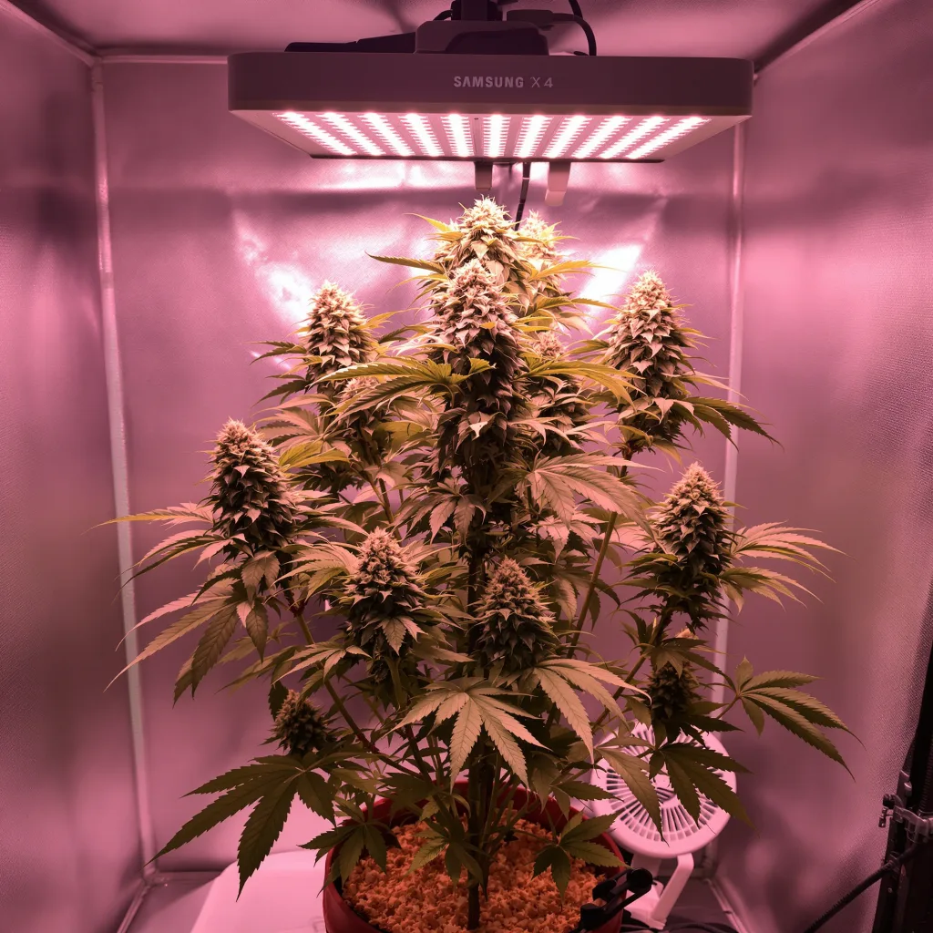 Oregon Peach cannabis plant in flowering stage — Small (0-120 cm) feminised