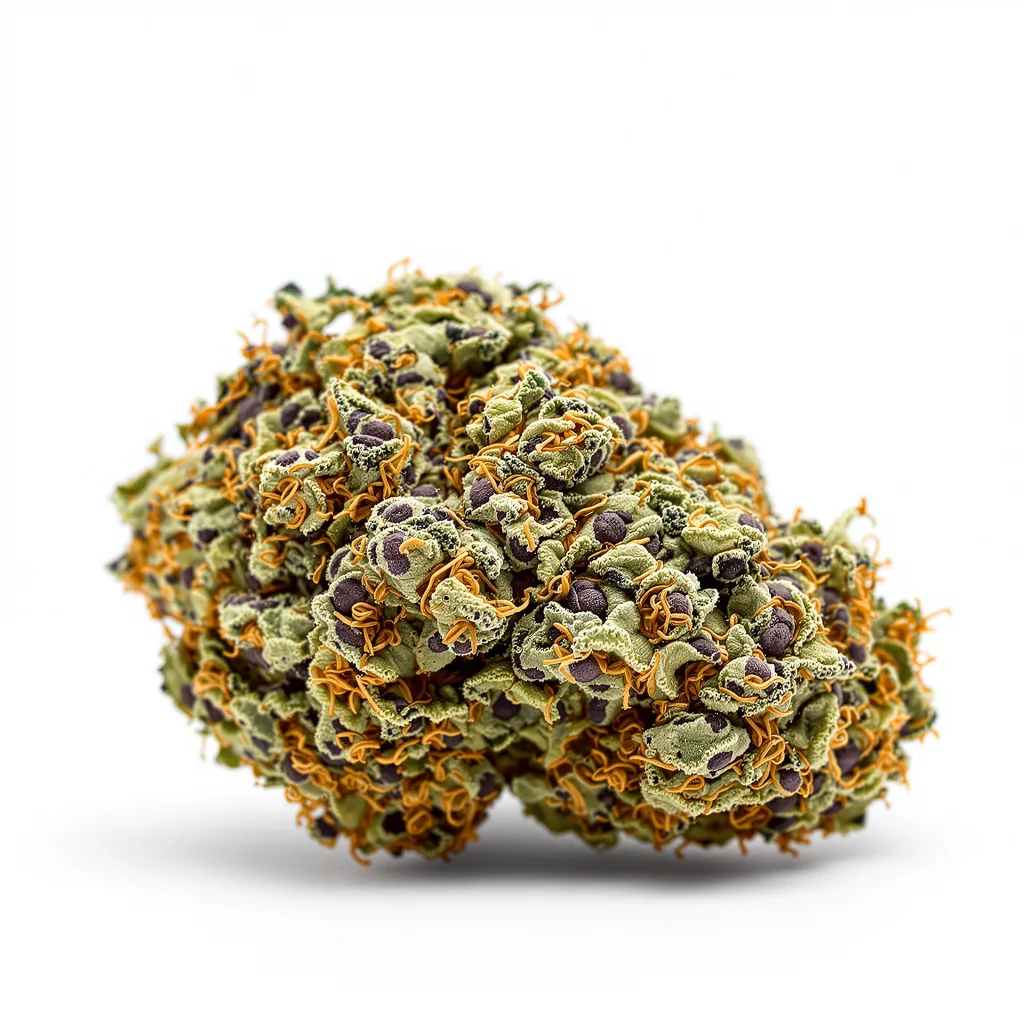 Overlord OG 70% indica / 30% sativa flower with visible trichomes