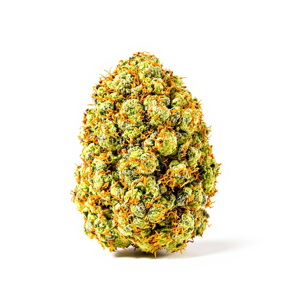 Painkiller XL 25% indica / 75% sativa flower with visible trichomes