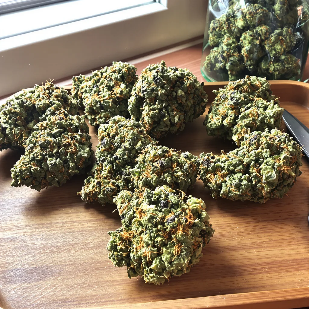 Pakistan Valley Kush 79% indica / 21% sativa flower with visible trichomes