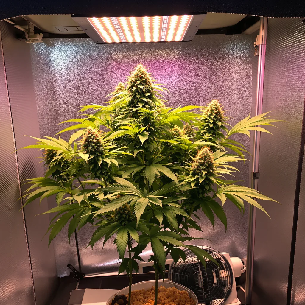 Peanut Butter Breath cannabis plant in flowering stage — Up to 120 cm autoflower