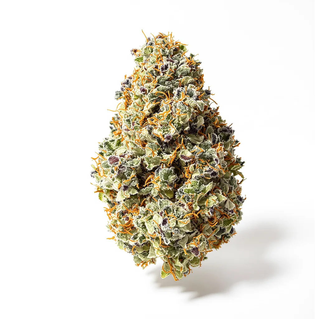Peanut Butter Gelato 55% indica / 45% sativa flower with visible trichomes