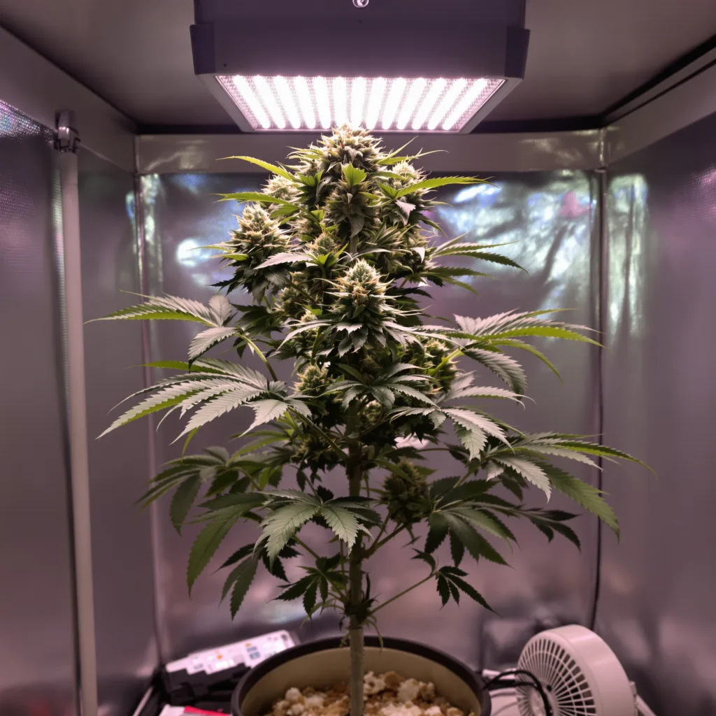 Petrolia Headstash cannabis plant in flowering stage — 90-120 cm. Medium feminised