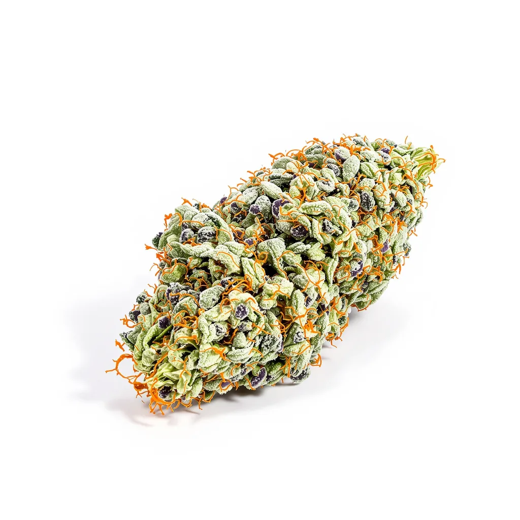 Pie Scream 53% indica / 47% sativa flower with visible trichomes