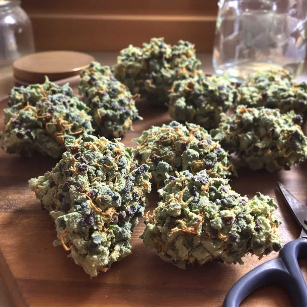 Pineapple Kush 44% indica / 56% sativa flower with visible trichomes
