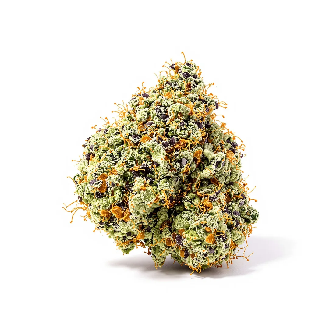 Pineapple Kush 44% indica / 56% sativa flower with visible trichomes
