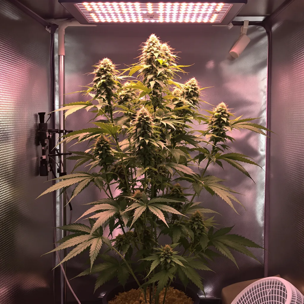 Pineapple Mayhem cannabis plant in flowering stage — up to ~110 cm feminised
