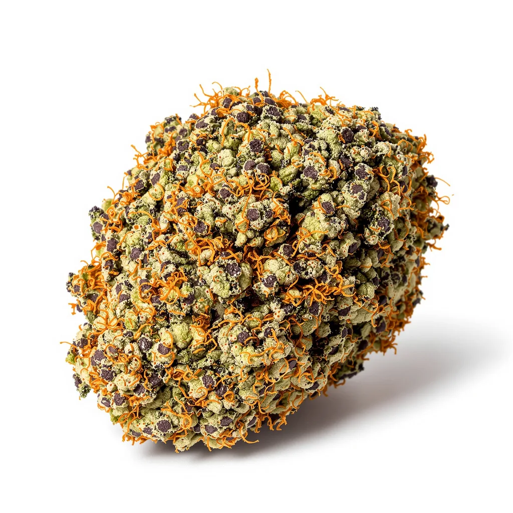 Pink Death Star 79% indica / 21% sativa flower with visible trichomes