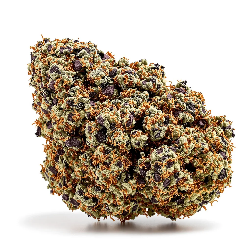 Platinum Purple Kush 62% indica / 38% sativa flower with visible trichomes