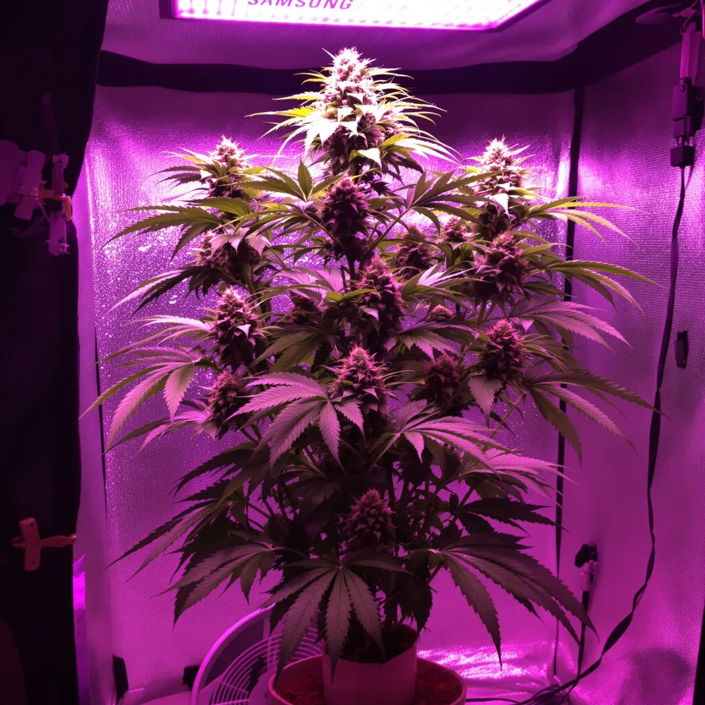 Platinum Wreck cannabis plant in flowering stage — Short feminised