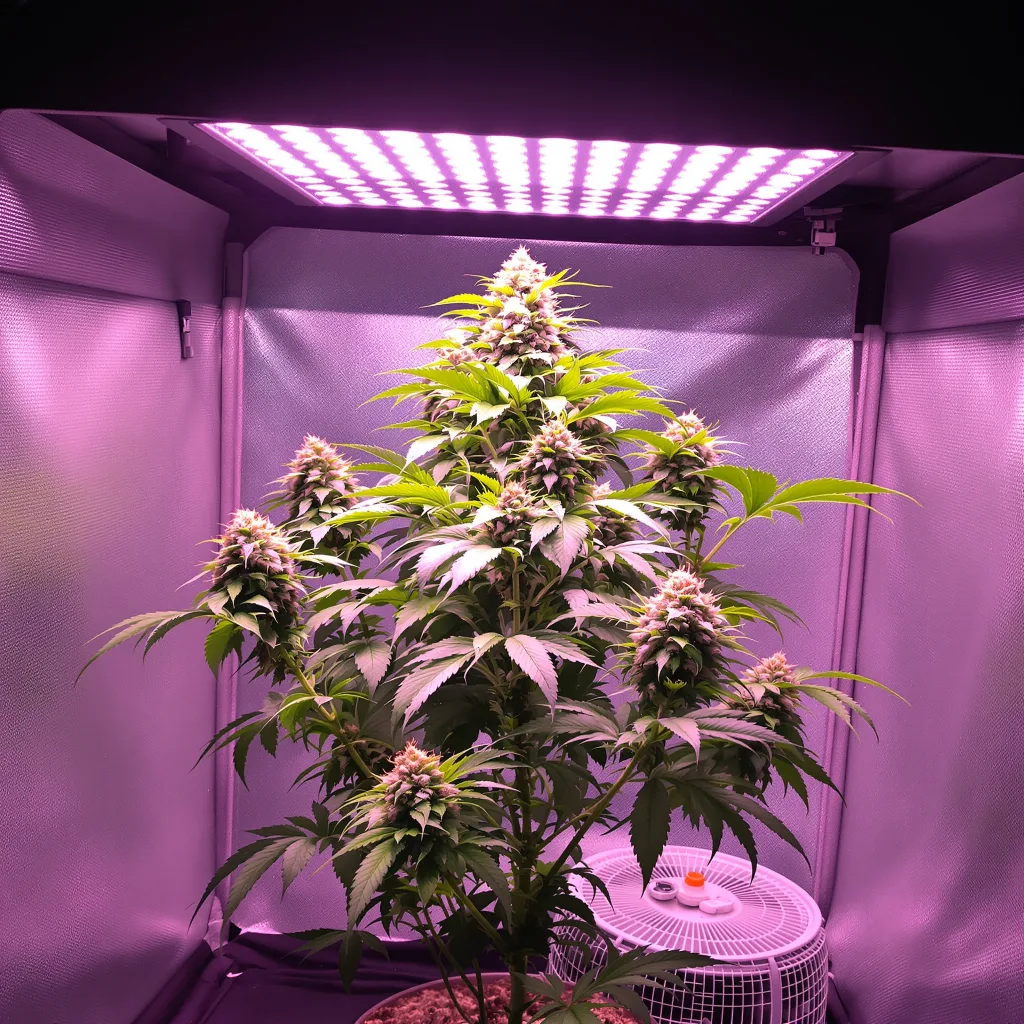 Pluto Kush cannabis plant in flowering stage — 90-120 cm. Medium autoflower