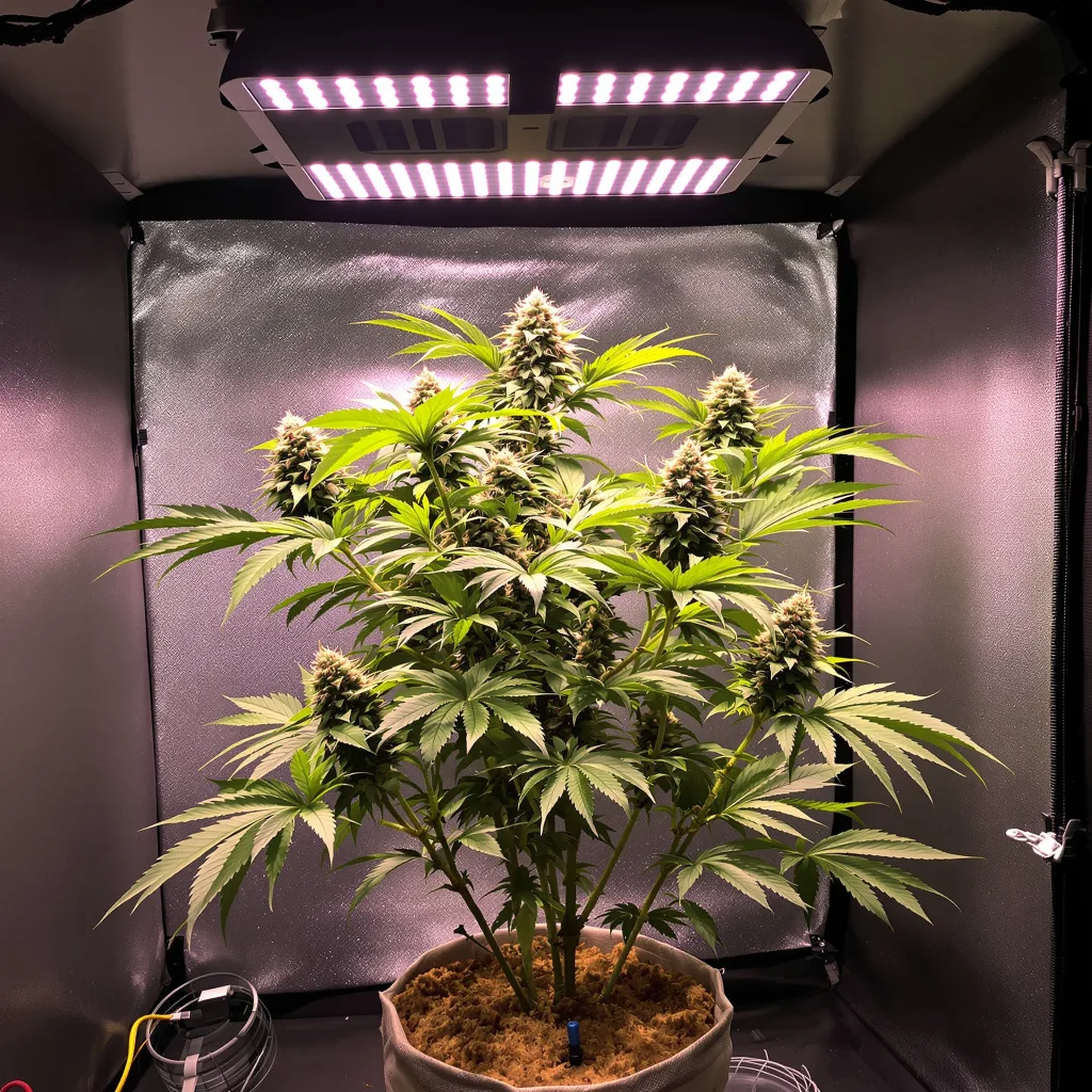Pure Indica cannabis plant in flowering stage — 100 cm feminised