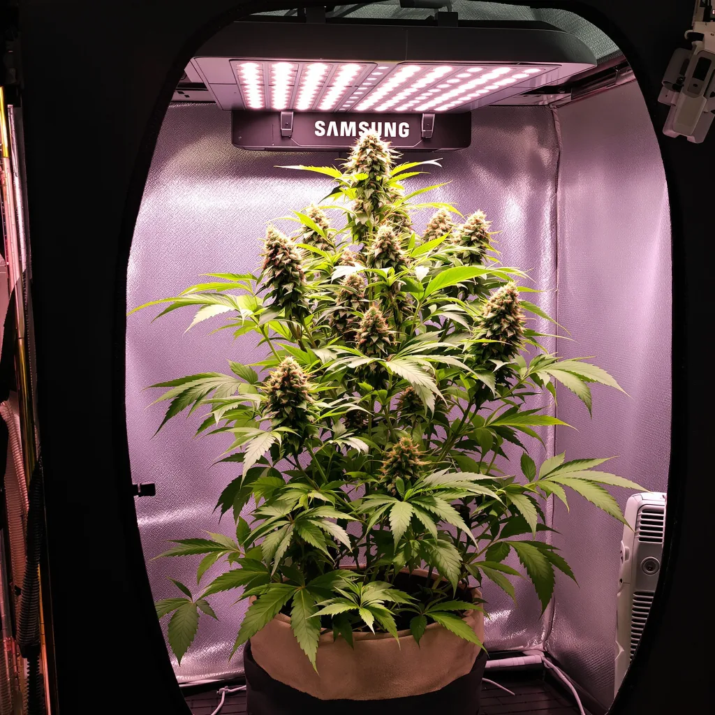 Purple Afghani cannabis plant in flowering stage — Medium autoflower