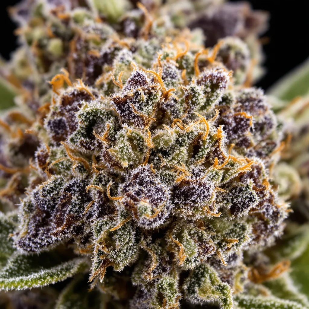 Purple Berry cannabis bud close-up showing dense purple-tinged calyxes