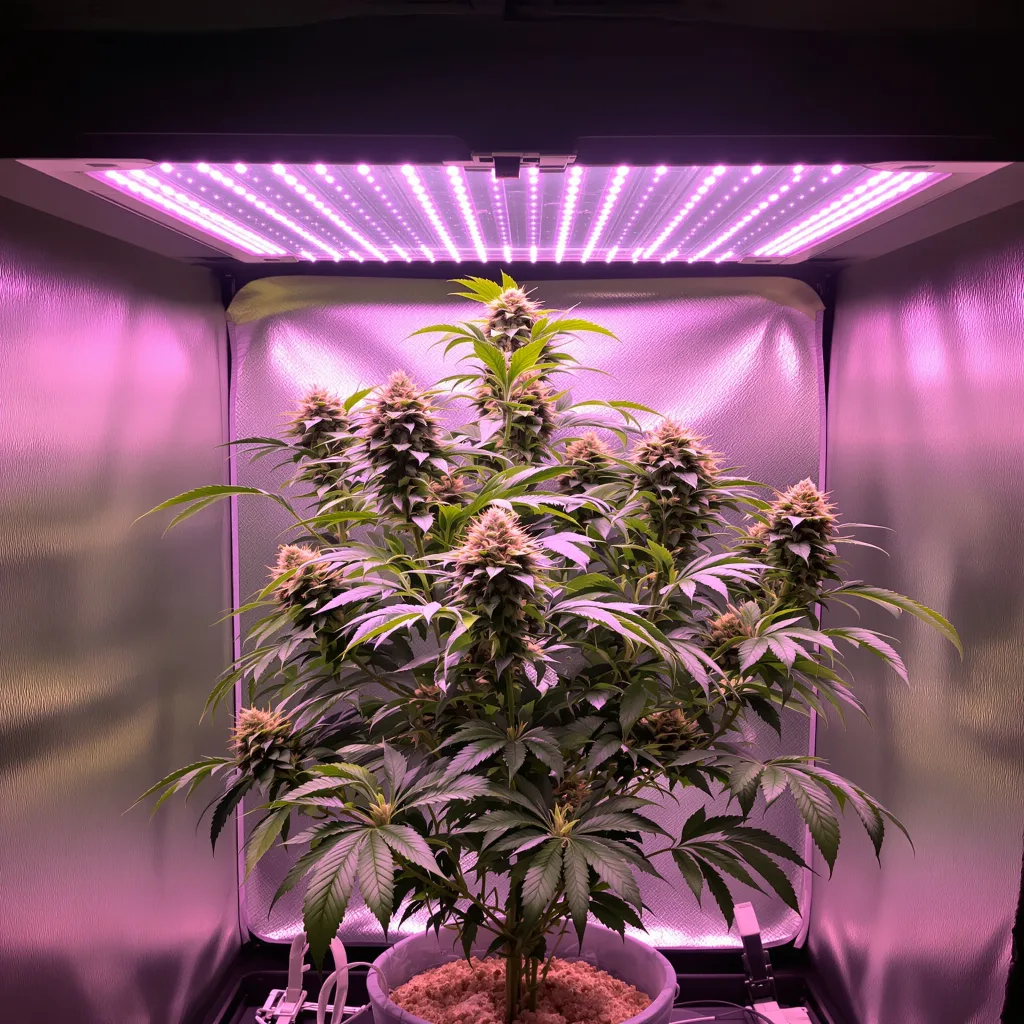 Purple Buddha cannabis plant in flowering stage — 110–150 cm feminised