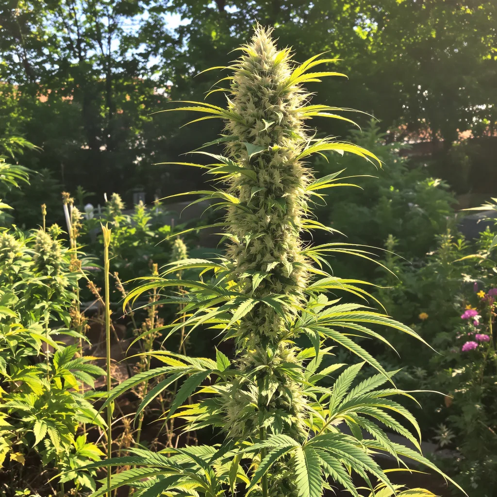 Purple Haze 16% indica / 84% sativa flower with visible trichomes