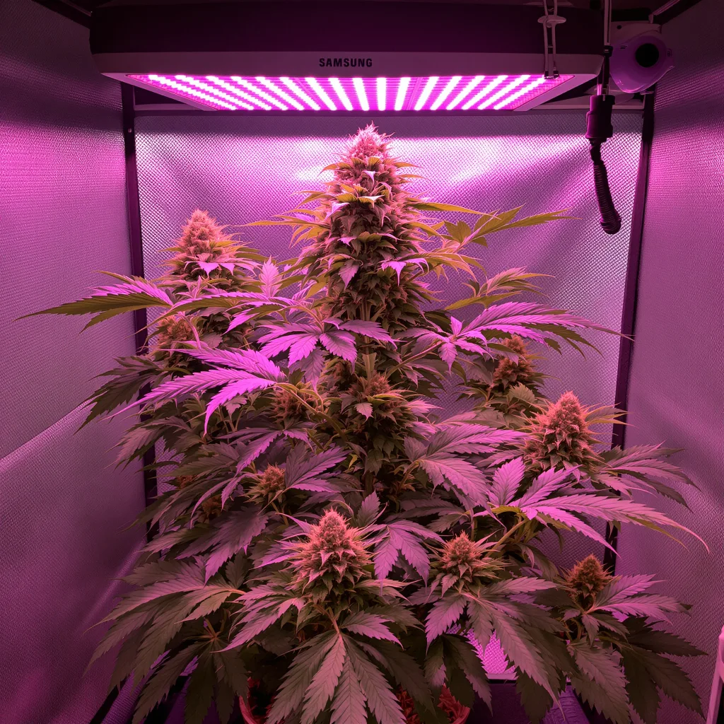 Purple Hindu Kush cannabis plant in flowering stage — Short feminised