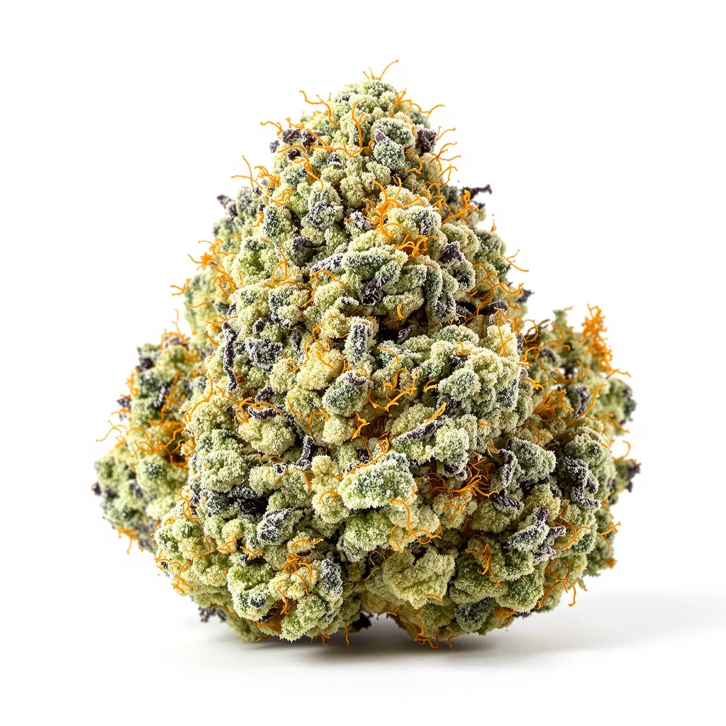 Purple Lemonade 55% indica / 45% sativa flower with visible trichomes