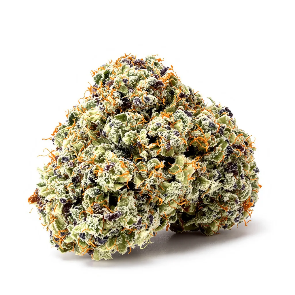 Purple Pantera 63% indica / 37% sativa flower with visible trichomes