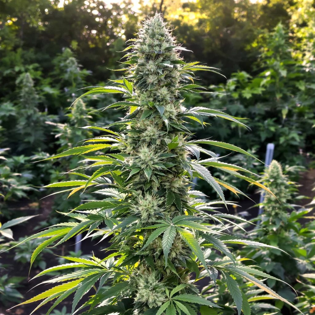 Purple Sour Diesel 33% indica / 67% sativa flower with visible trichomes