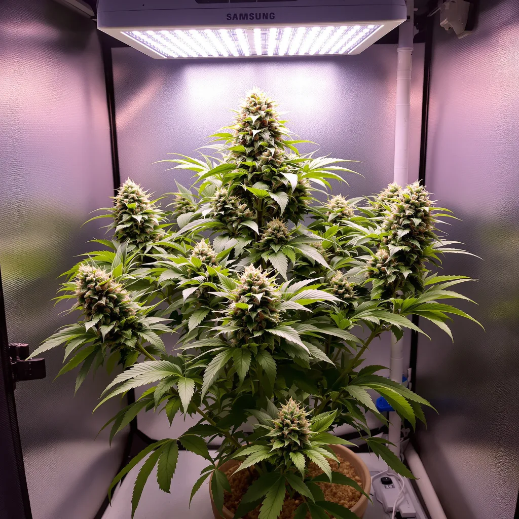 Purple Star cannabis plant in flowering stage — 110–150 cm feminised