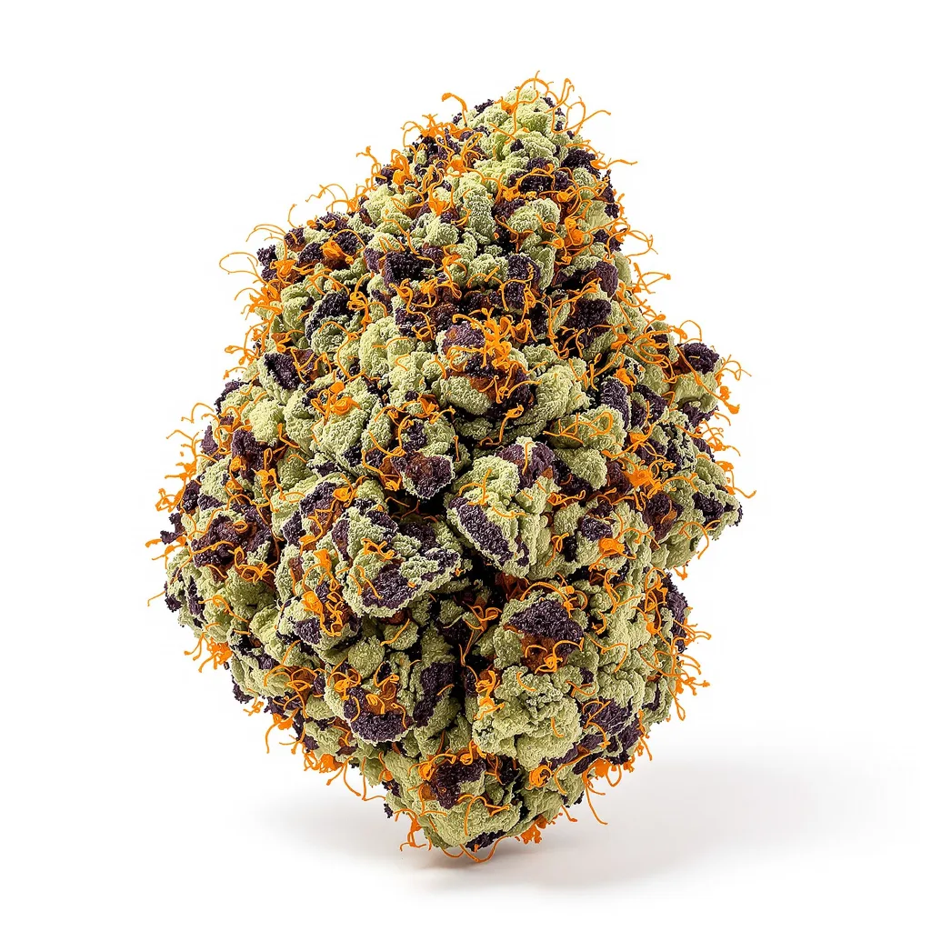 Rainbow Glue 83% indica / 17% sativa flower with visible trichomes